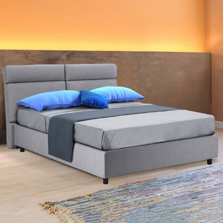 Letto matrimoniale contenitore grigio 177x216cm struttura in metallo - Alcatron