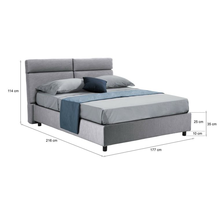Letto matrimoniale contenitore grigio 177x216cm struttura in metallo - Alcatron