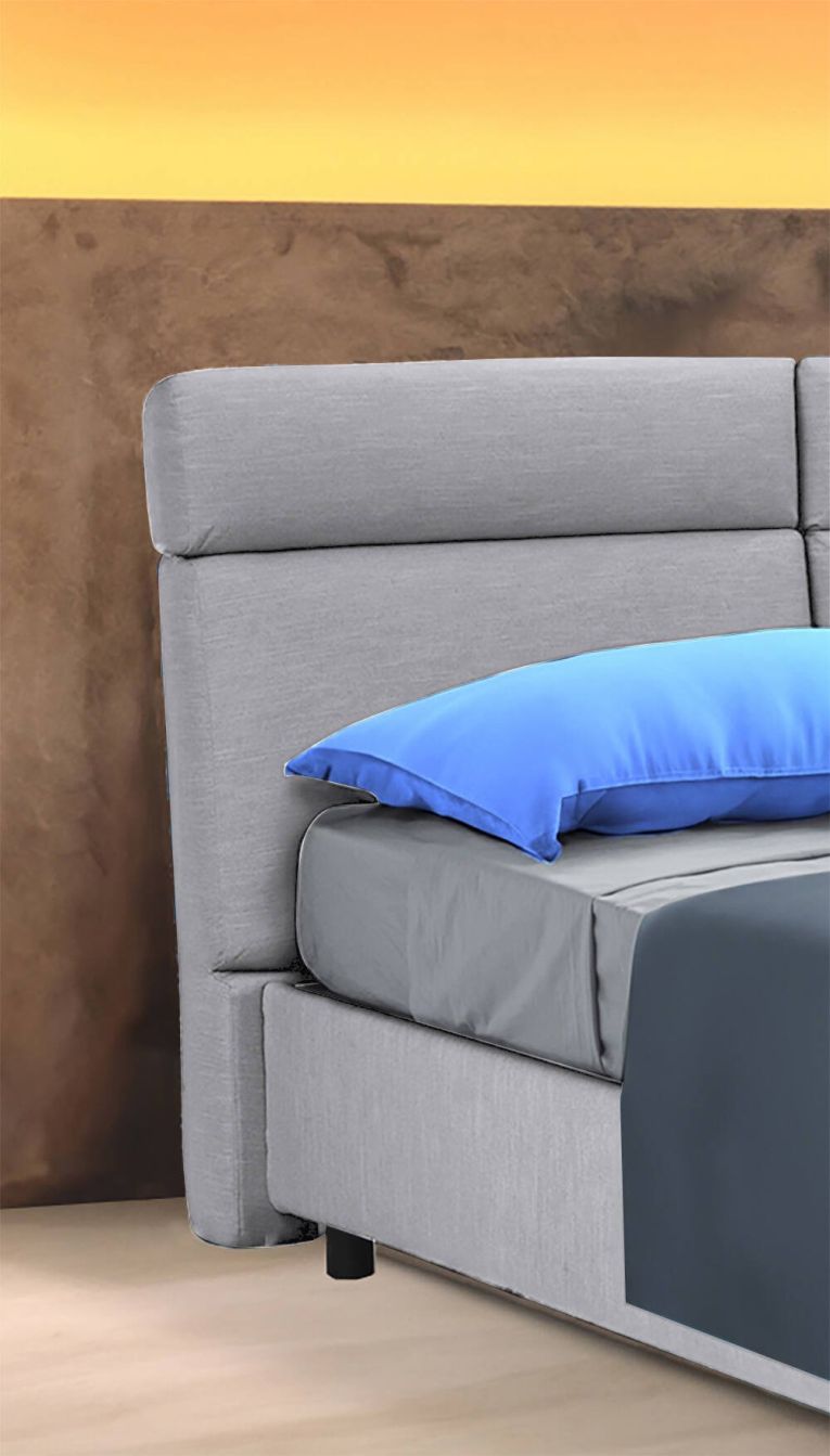 Letto matrimoniale contenitore grigio 177x216cm struttura in metallo - Alcatron