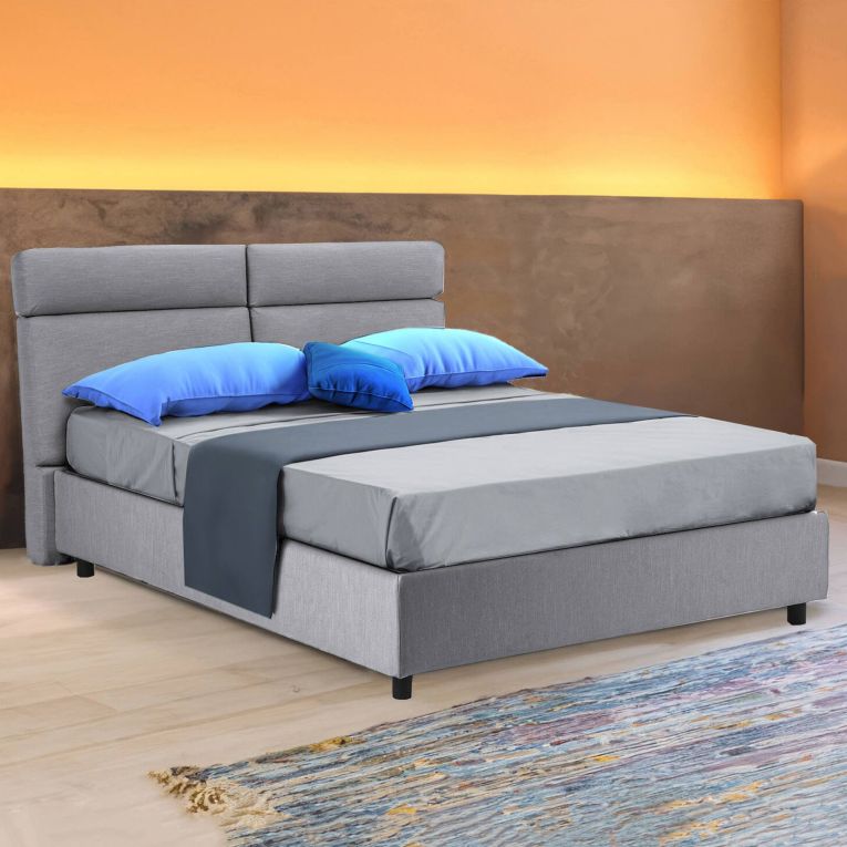 Letto matrimoniale contenitore grigio 177x226cm struttura in metallo - Ator