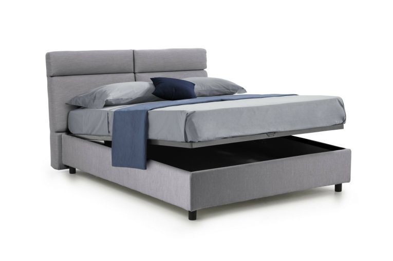 Letto matrimoniale contenitore grigio 177x226cm struttura in metallo - Ator
