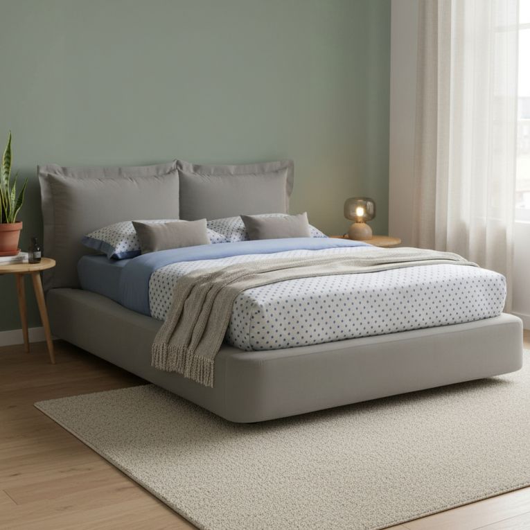 Letto matrimoniale contenitore grigio 180x220cm classico - Adi