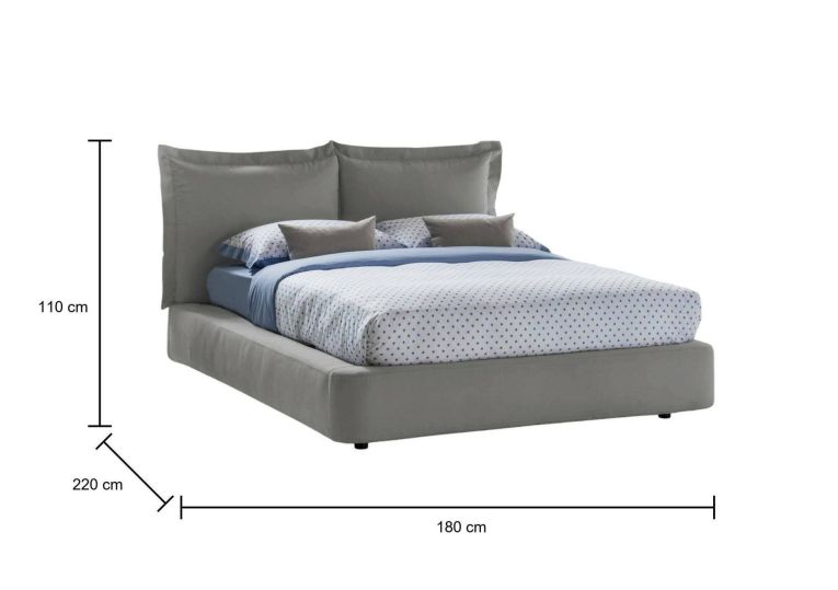 Letto matrimoniale contenitore grigio 180x220cm classico - Adi