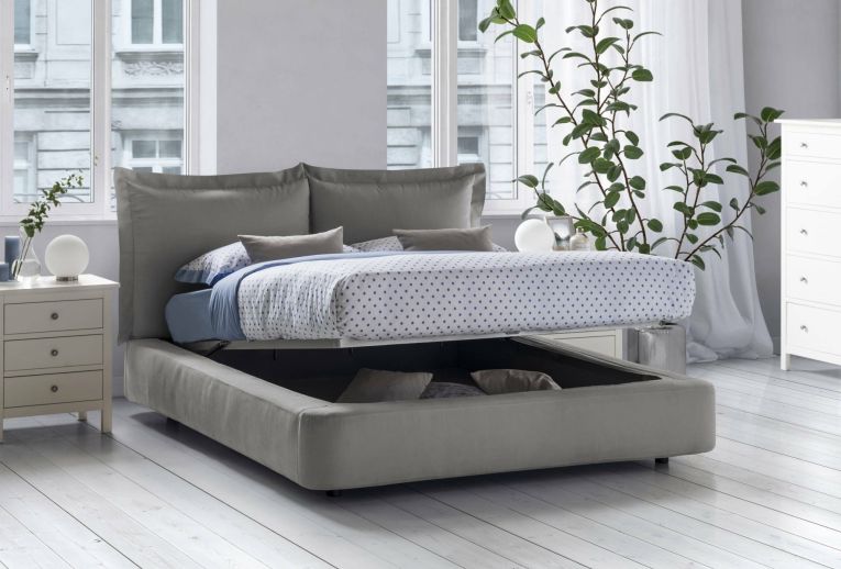 Letto matrimoniale contenitore grigio 180x220cm classico - Adi