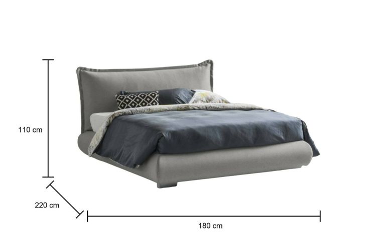 Letto matrimoniale contenitore grigio 180x220cm rivestito in tessuto - Geras