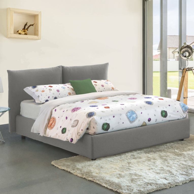 Letto matrimoniale contenitore grigio 190x215cm - Arpino