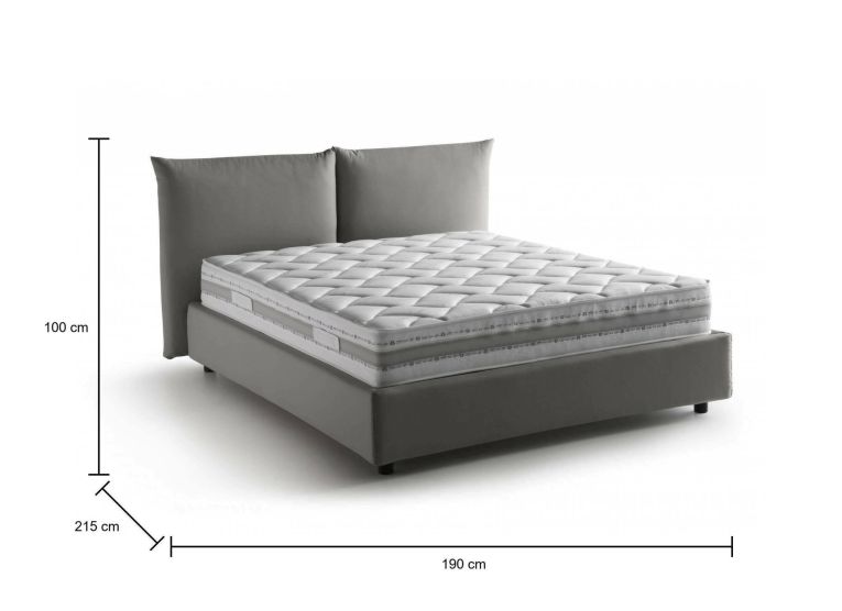 Letto matrimoniale contenitore grigio 190x215cm - Arpino