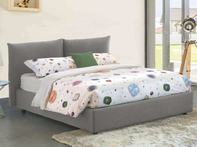 Letto matrimoniale contenitore grigio 190x215cm - Arpino