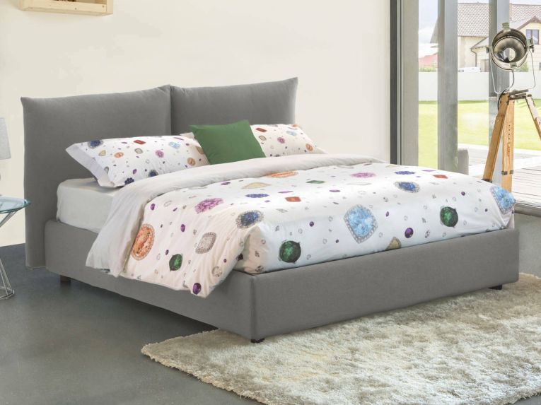 Letto matrimoniale contenitore grigio 190x225cm - Arcole