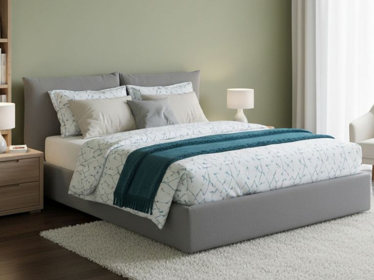 Letto matrimoniale contenitore grigio 190x225cm rivestimento lavabile - Aghineo