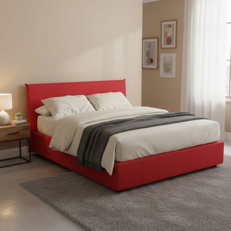 Letto matrimoniale contenitore rosso 175x205cm con materasso - Anassimene