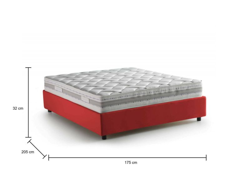 Letto matrimoniale contenitore rosso 175x205cm rivestimento lavabile - Apel