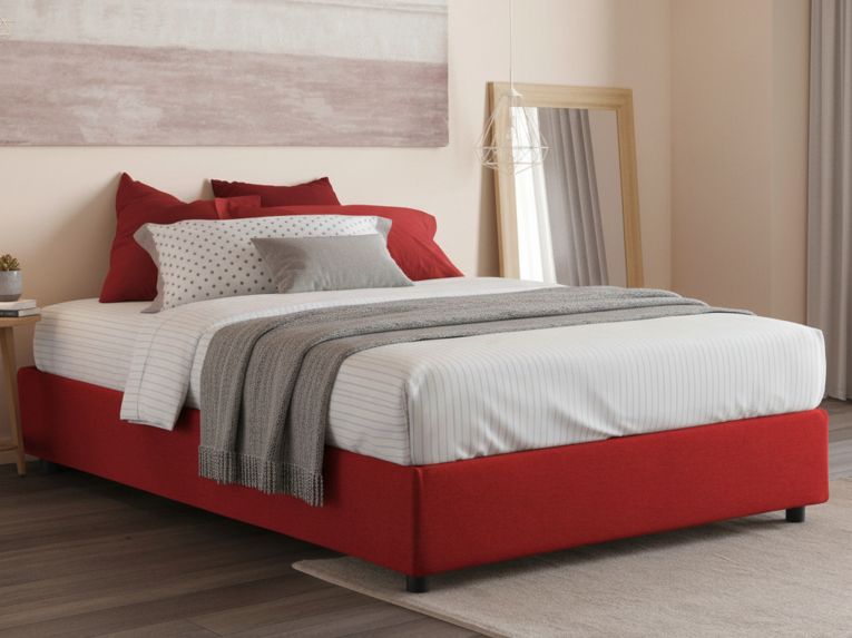 Letto matrimoniale contenitore rosso 175x205cm rivestimento lavabile - Apel