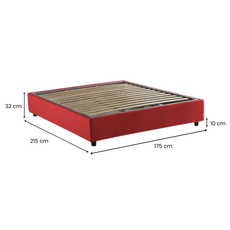 Letto matrimoniale contenitore rosso 175x215cm - Alaska