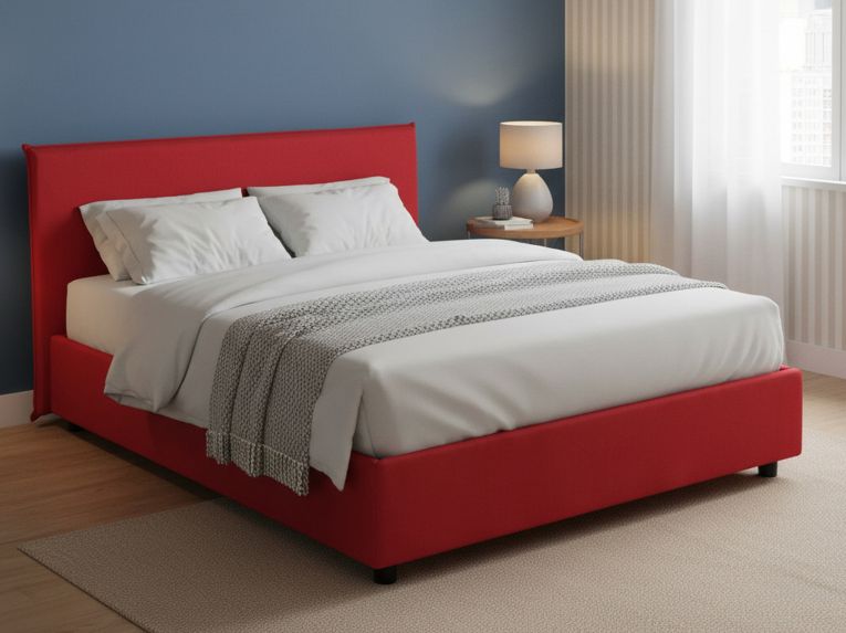 Letto matrimoniale contenitore rosso 175x215cm rivestimento lavabile - Arcan