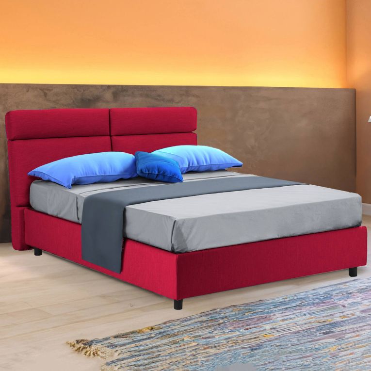 Letto matrimoniale contenitore rosso 177x216cm struttura in metallo - Alcatron