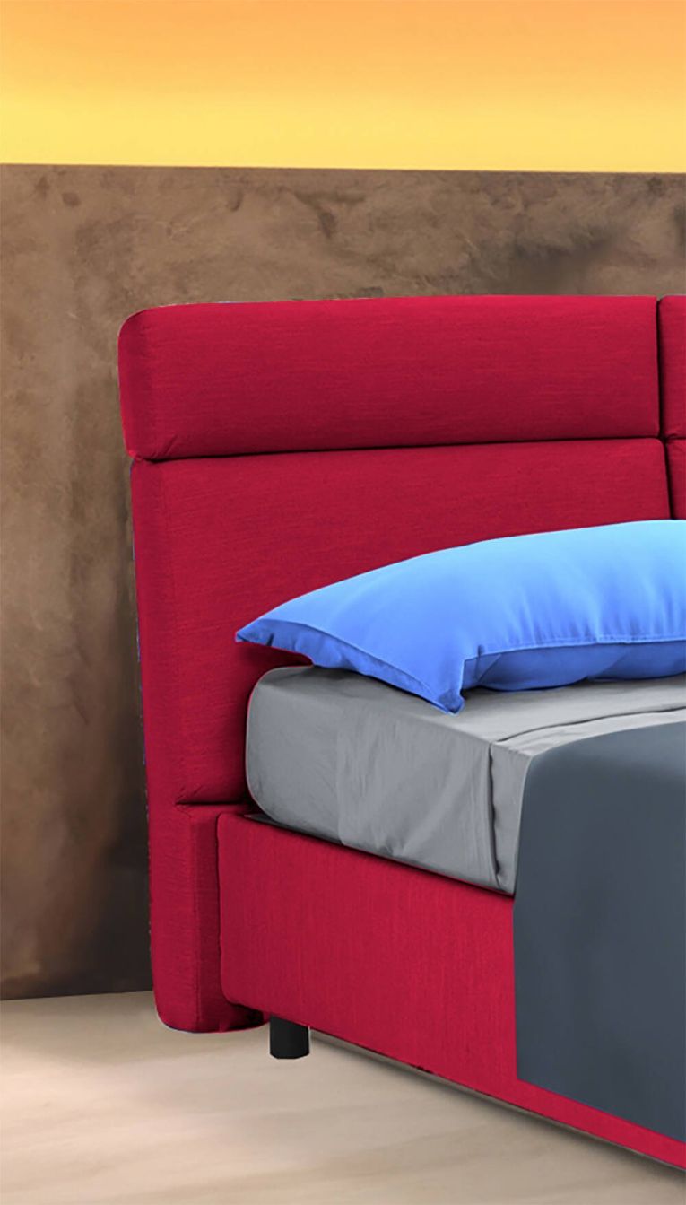 Letto matrimoniale contenitore rosso 177x226cm struttura in metallo - Ator
