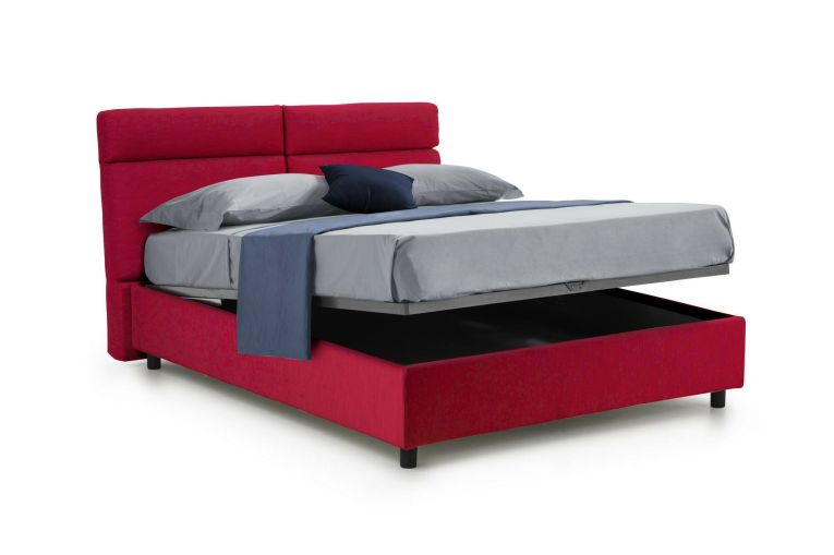 Letto matrimoniale contenitore rosso 177x226cm struttura in metallo - Ator