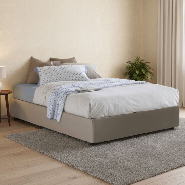 Letto matrimoniale contenitore tortora 175x205cm - Abul