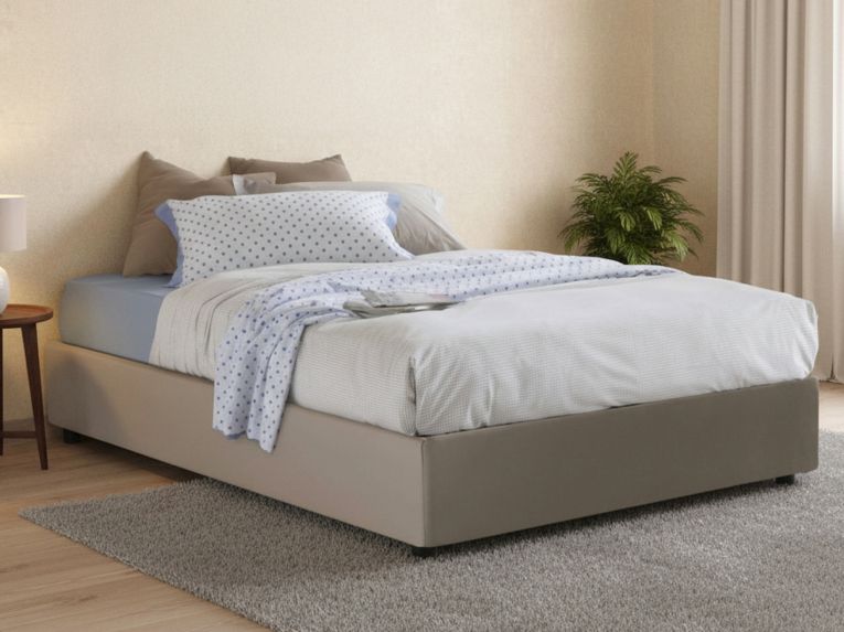 Letto matrimoniale contenitore tortora 175x205cm - Abul