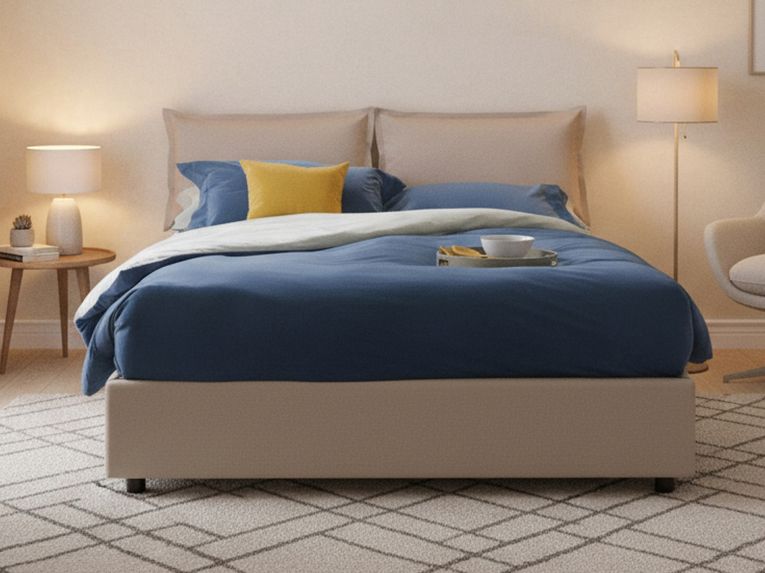 Letto matrimoniale contenitore tortora 175x205cm chic - Viburno