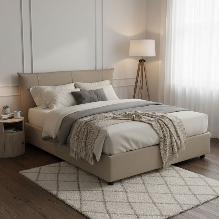 Letto matrimoniale contenitore tortora 175x205cm comodo - Almond