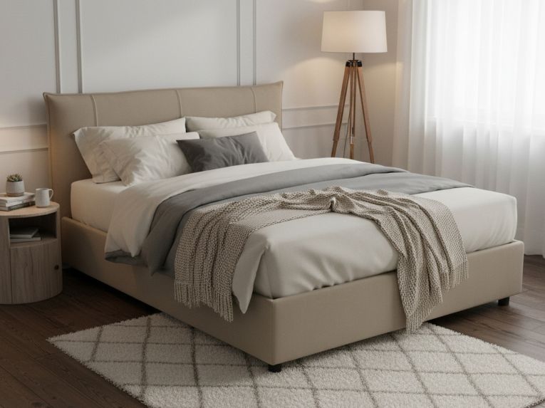 Letto matrimoniale contenitore tortora 175x205cm comodo - Almond