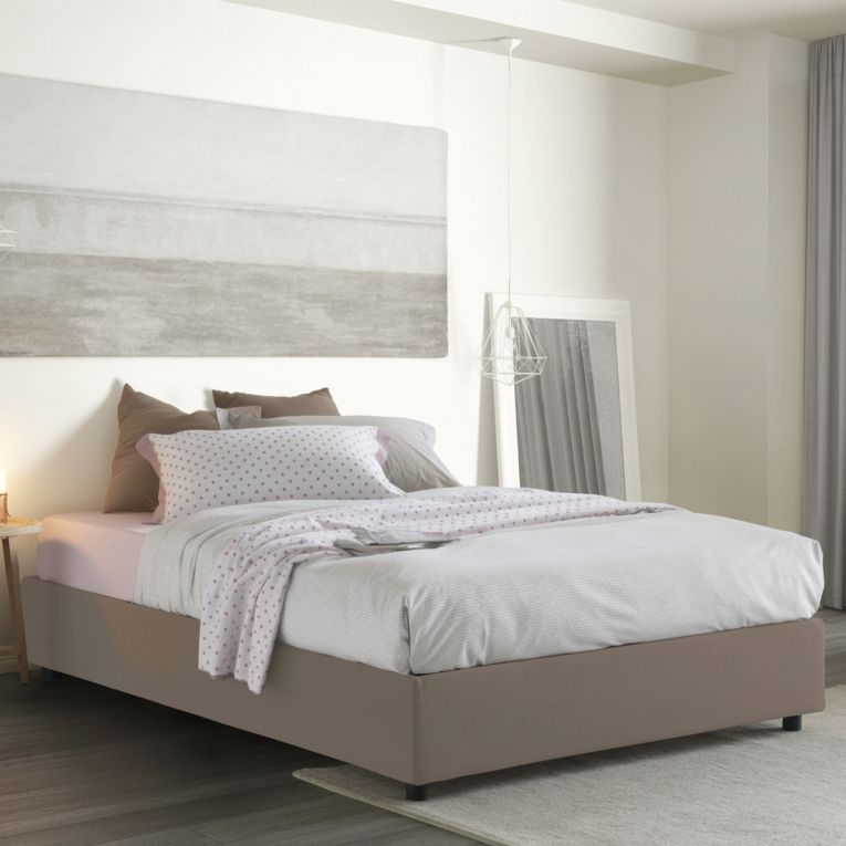 Letto matrimoniale contenitore tortora 175x205cm con piedini antiscivolo - Annibale
