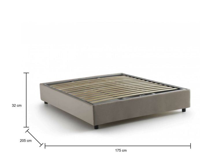 Letto matrimoniale contenitore tortora 175x205cm con piedini antiscivolo - Annibale