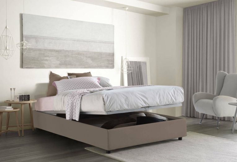 Letto matrimoniale contenitore tortora 175x205cm con piedini antiscivolo - Annibale