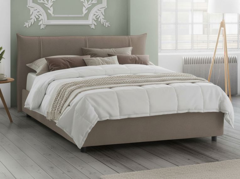 Letto matrimoniale contenitore tortora 175x205cm elegante - Akasha