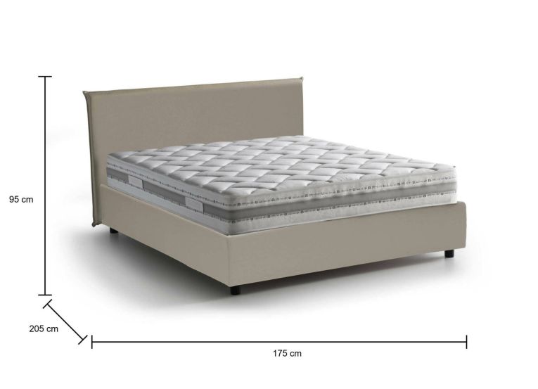 Letto matrimoniale contenitore tortora 175x205cm imbottito - Nessuna