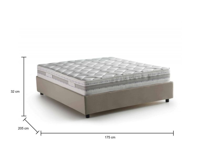 Letto matrimoniale contenitore tortora 175x205cm minimal - Apel