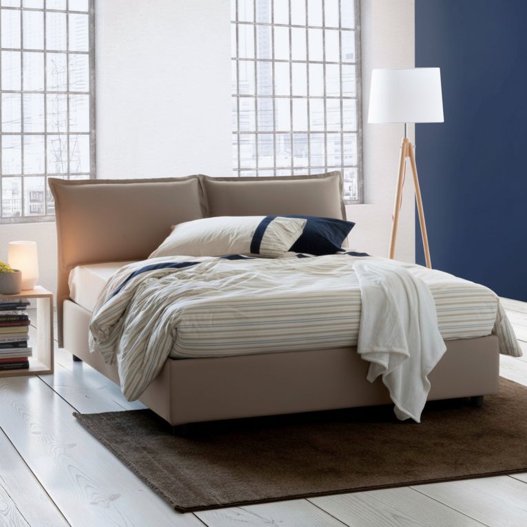 Letto matrimoniale contenitore tortora 175x205cm rete inclusa - Anjin