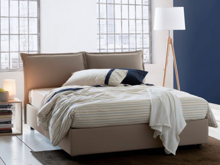 Letto matrimoniale contenitore tortora 175x205cm rete inclusa - Anjin