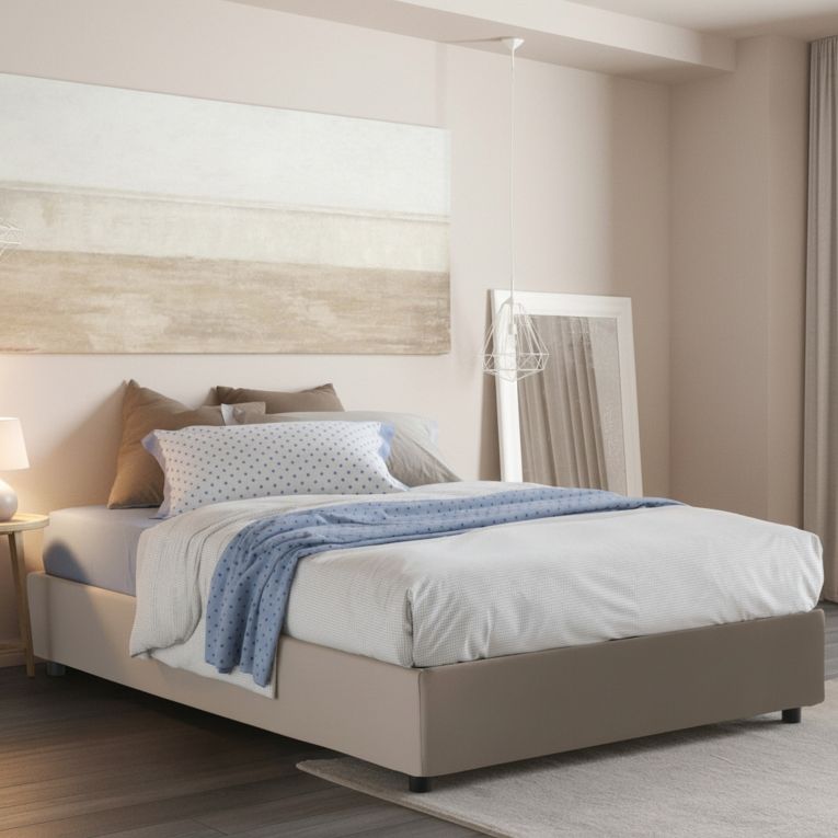 Letto matrimoniale contenitore tortora 175x205cm senza testiera - Archer