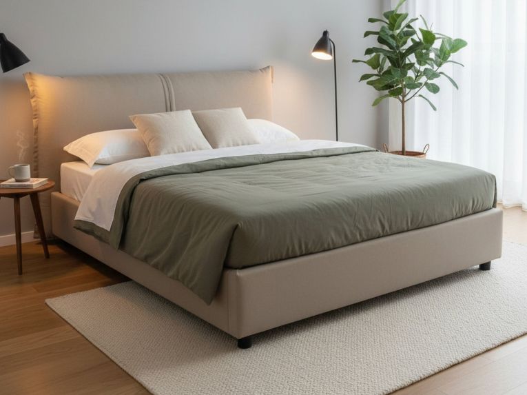 Letto matrimoniale contenitore tortora 175x205cm struttura in legno - Alabaster