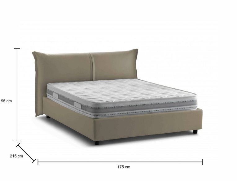 Letto matrimoniale contenitore tortora 175x215cm accogliente - Aldus