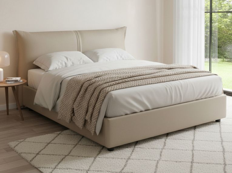 Letto matrimoniale contenitore tortora 175x215cm classico - Abarat