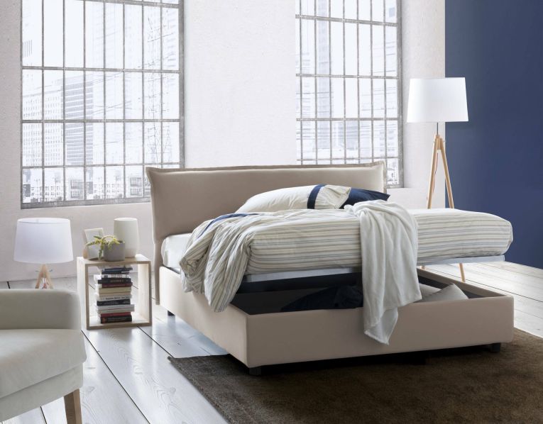 Letto matrimoniale contenitore tortora 175x215cm comodo - Aishia