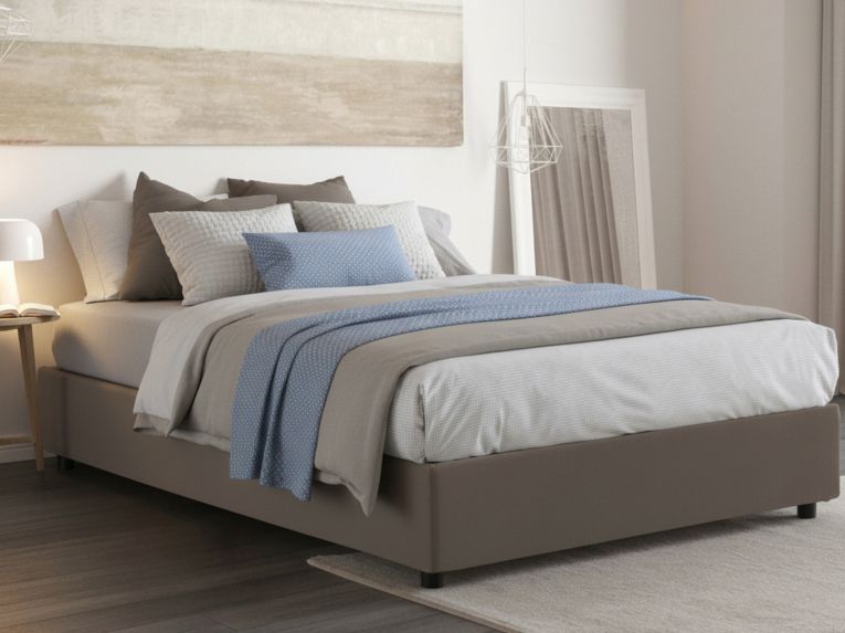 Letto matrimoniale contenitore tortora 175x215cm compatto - Aluin