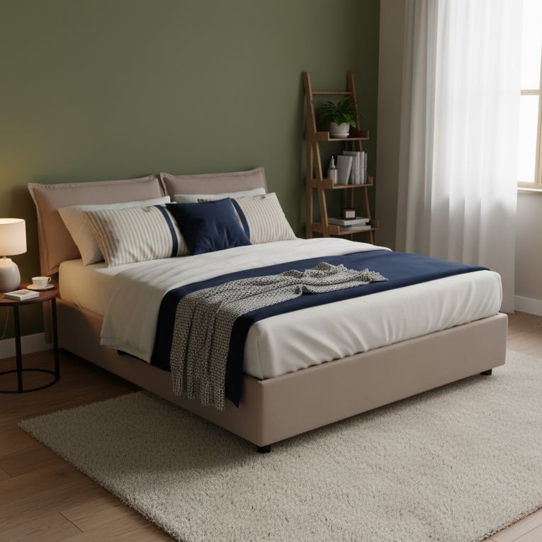 Letto matrimoniale contenitore tortora 175x215cm con materasso - Amy