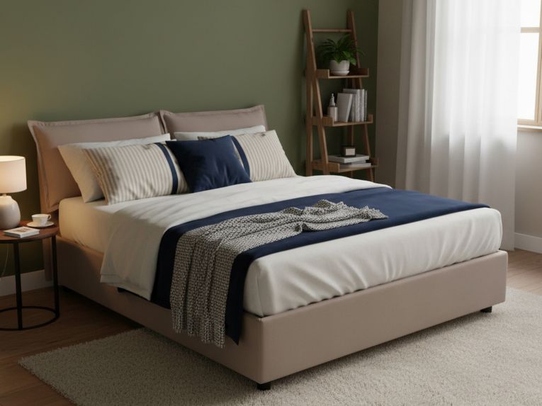 Letto matrimoniale contenitore tortora 175x215cm con materasso - Amy