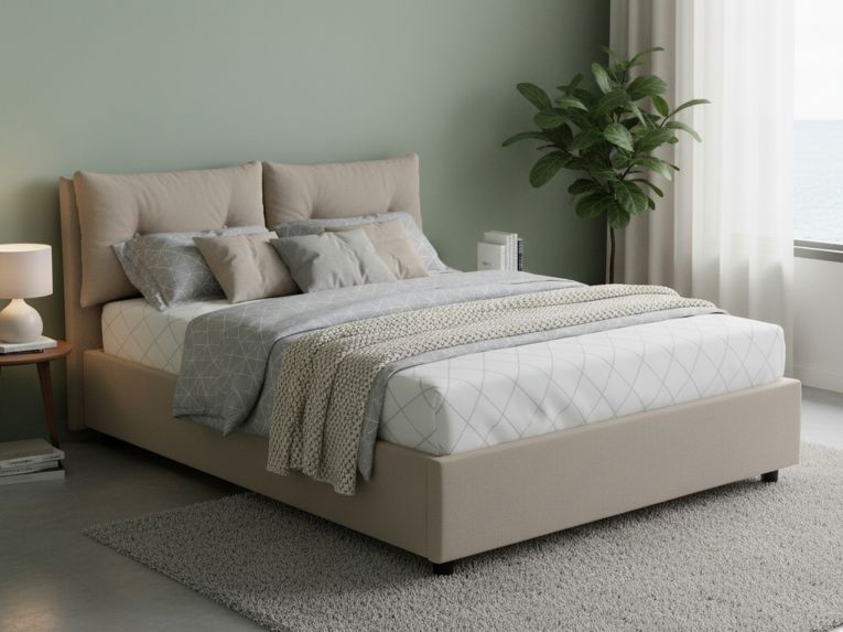 Letto matrimoniale contenitore tortora 175x215cm design - Arron