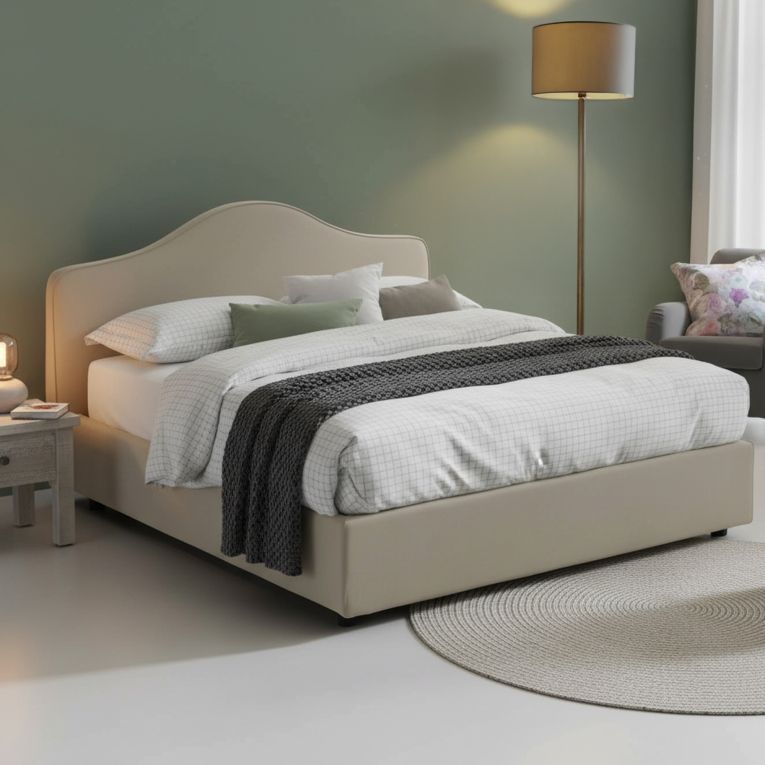 Letto matrimoniale contenitore tortora 175x215cm elegante - Alborella