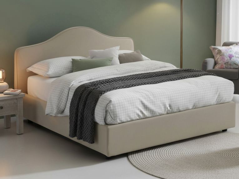 Letto matrimoniale contenitore tortora 175x215cm elegante - Alborella