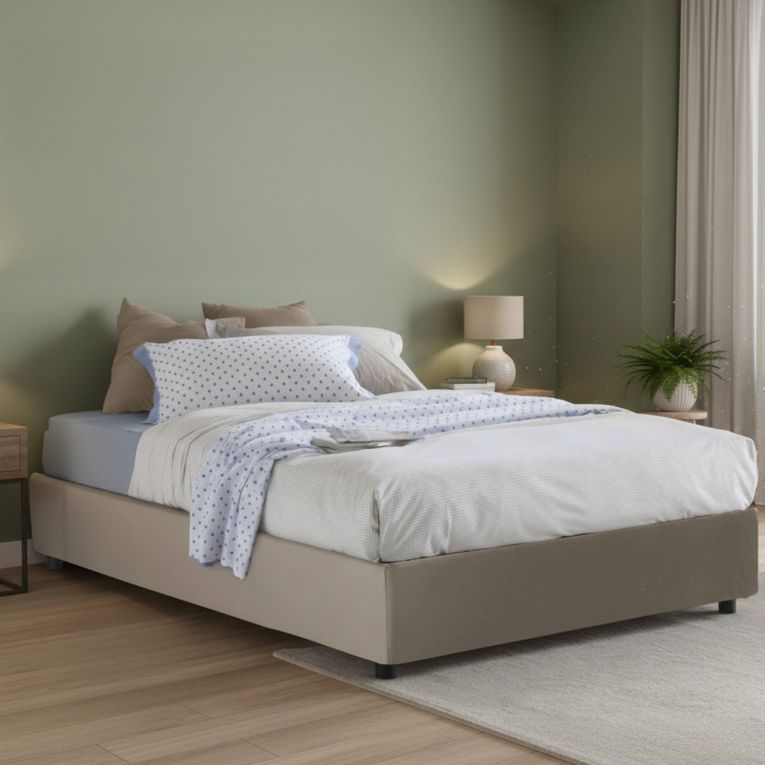 Letto matrimoniale contenitore tortora 175x215cm funzionale - Abbas