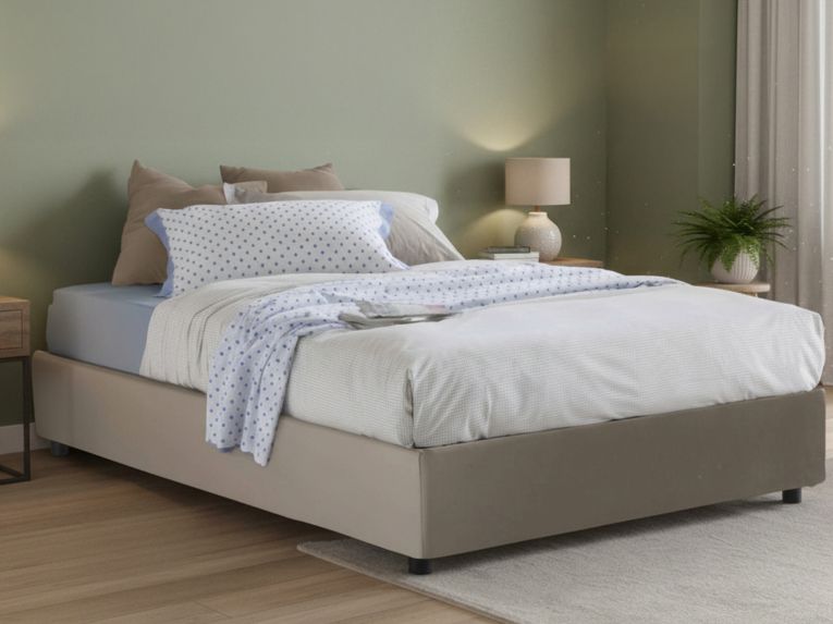 Letto matrimoniale contenitore tortora 175x215cm funzionale - Abbas