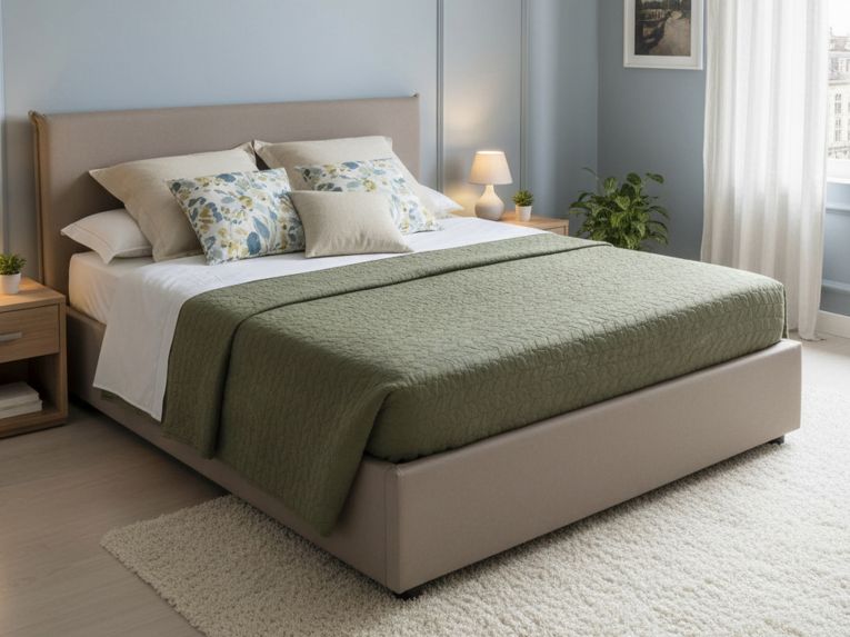 Letto matrimoniale contenitore tortora 175x215cm portaoggetti - Ariella