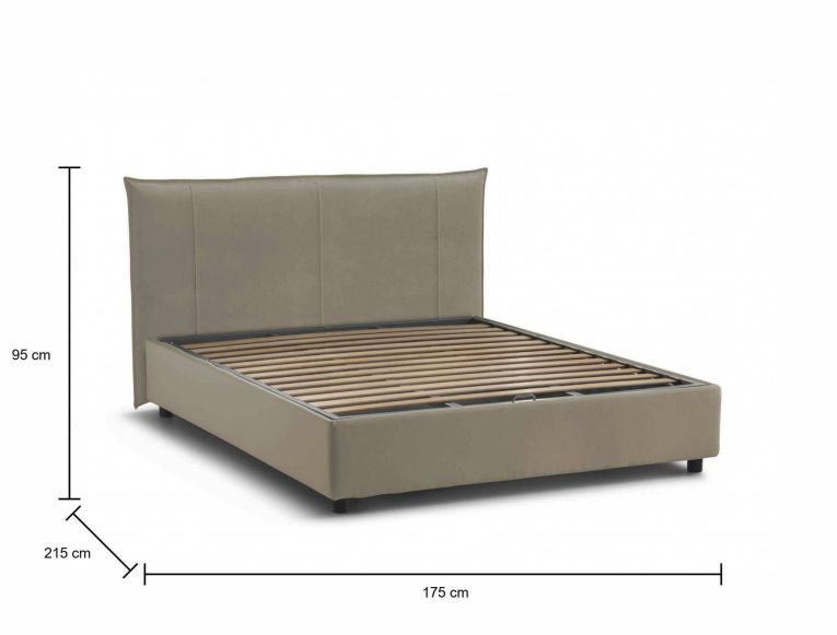 Letto matrimoniale contenitore tortora 175x215cm resistente - Ambassador